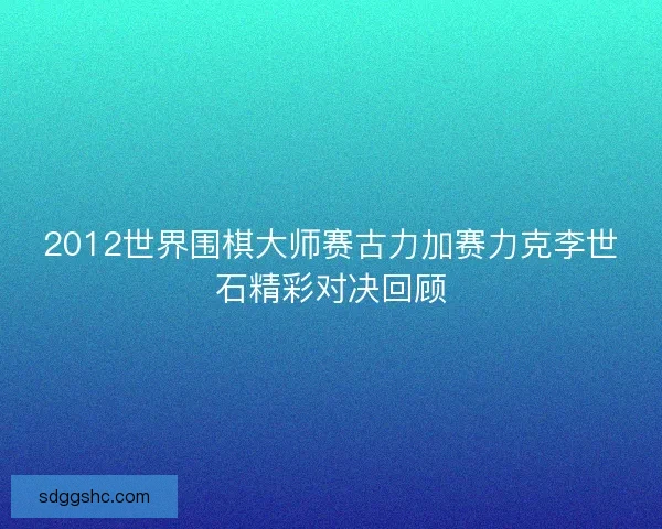 2012世界围棋大师赛古力加赛力克李世石精彩对决回顾